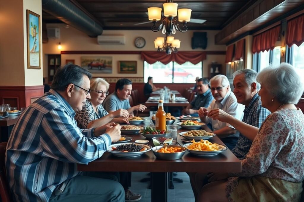 Keluarga menikmati Menu Tradisional Restoran Miami dalam suasana hangat