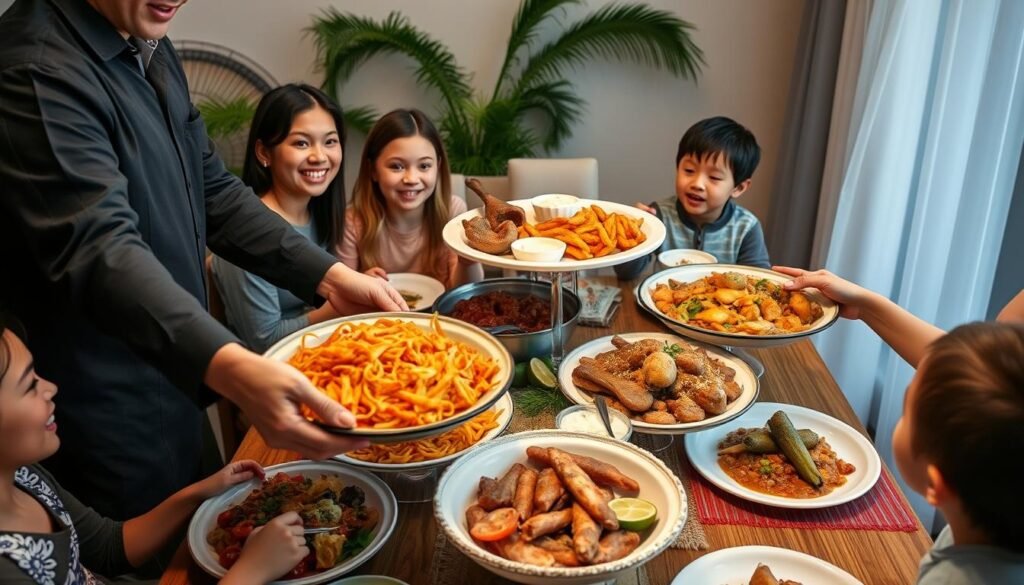 Porsi keluarga Menu Tradisional Restoran Miami yang besar untuk berbagi