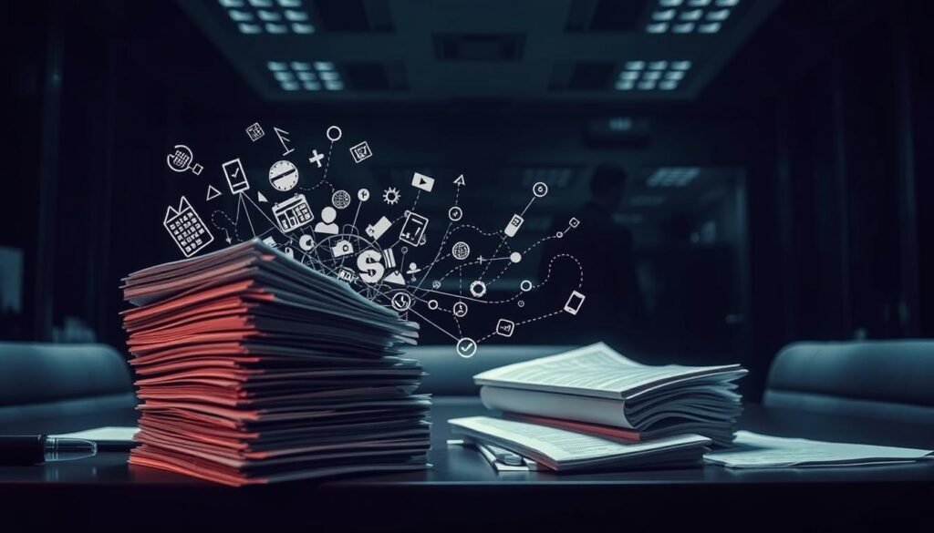 A dimly lit corporate office, conveying a sense of unease and financial risk. In the foreground, a teetering stack of financial documents and ledgers, hinting at the complexities and vulnerabilities of conventional banking systems. The middle ground features a stylized, abstracted visualization of various financial instruments, such as stocks, bonds, and derivatives, their interconnected lines and shapes suggesting the inherent instability and interconnectedness of the system. In the background, a looming, ominous presence, perhaps a representation of the invisible, systemic risks that lurk within the conventional financial landscape. The lighting is moody and dramatic, with deep shadows and highlights that heighten the sense of tension and foreboding. The overall composition and tone convey the precarious nature of conventional finance, the potential for cascading crises, and the need for a more stable, ethical alternative. A dimly lit corporate office, conveying a sense of unease and financial risk. In the foreground, a teetering stack of financial documents and ledgers, hinting at the complexities and vulnerabilities of conventional banking systems. The middle ground features a stylized, abstracted visualization of various financial instruments, such as stocks, bonds, and derivatives, their interconnected lines and shapes suggesting the inherent instability and interconnectedness of the system. In the background, a looming, ominous presence, perhaps a representation of the invisible, systemic risks that lurk within the conventional financial landscape. The lighting is moody and dramatic, with deep shadows and highlights that heighten the sense of tension and foreboding. The overall composition and tone convey the precarious nature of conventional finance, the potential for cascading crises, and the need for a more stable, ethical alternative.